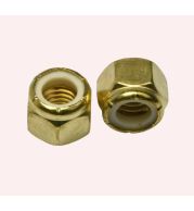 Brass Nylon Insert Lock Nuts Prevailing Torque, Self-Locking Vibration Resistant Nuts for Industrial Machinery Automotive and Electrical Applications